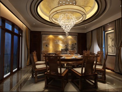 中式餐厅3D模型下载